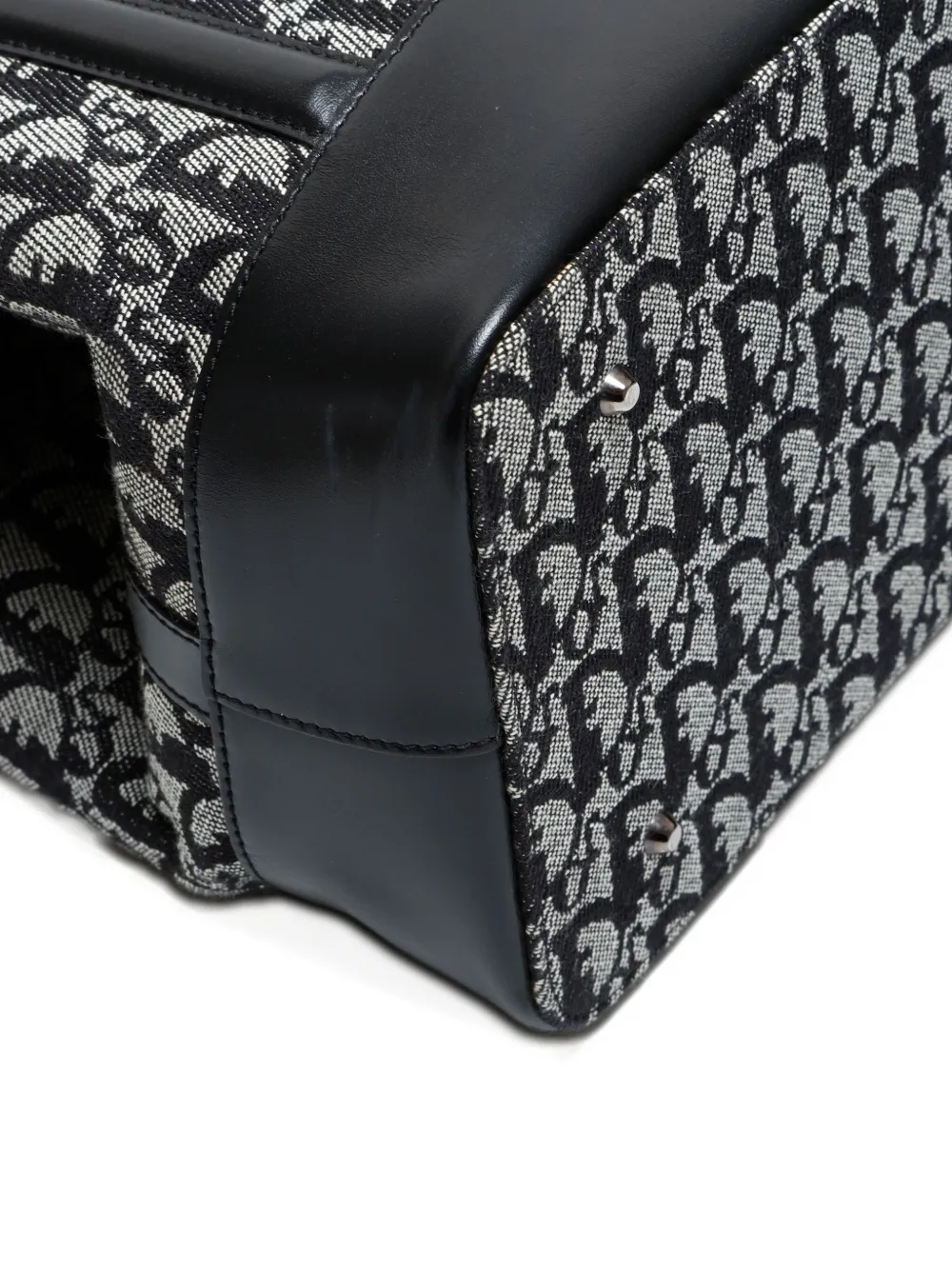 Pre-owned Dior 2002 Trotter Boston Tote Bag In Black