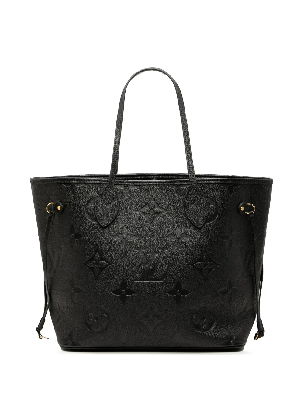 Pre-owned Louis Vuitton 2021-2025 Monogram Giant Empreinte Neverfull Mm Tote Bag In Black