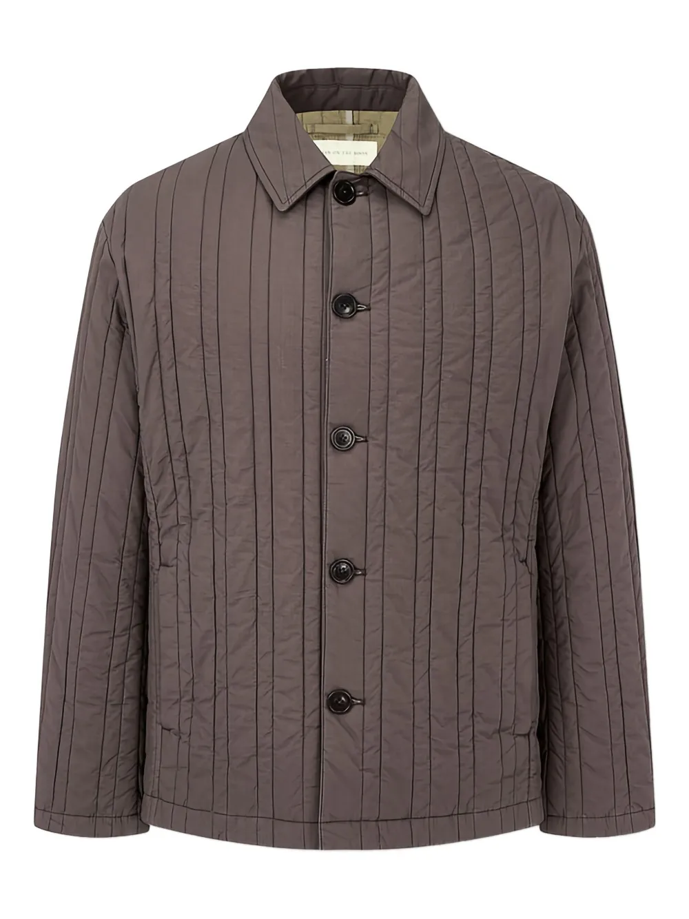 Man On The Boon. Vertical-quilted Padded Jacket In Brown