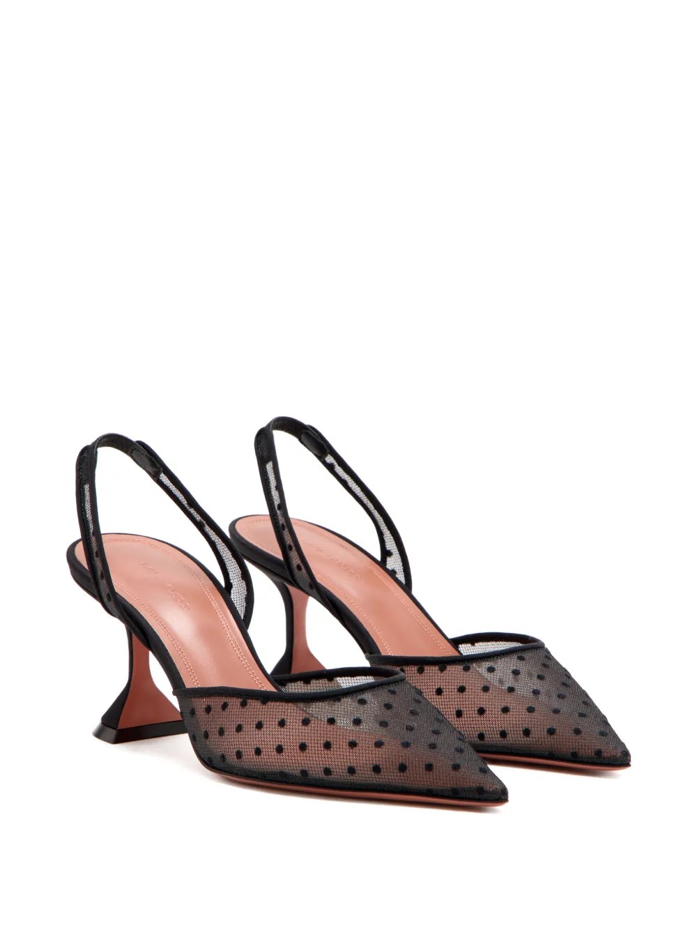 Amina Muaddi Holli polka-dot lace pumps Zwart