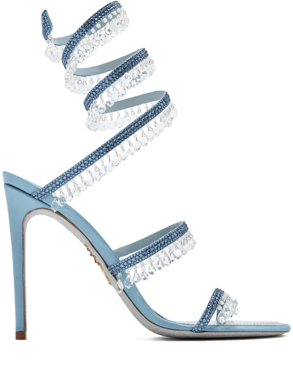 René Caovilla 105mm Chandelier Crystal-embellished Sandals In Blue