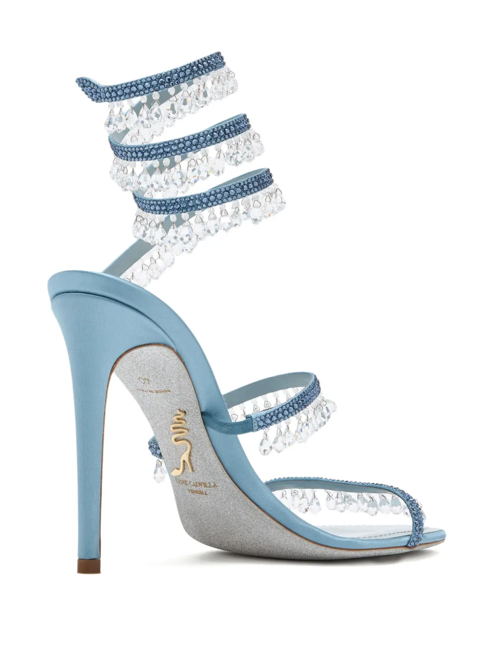 René Caovilla 105mm Chandelier Crystal-embellished Sandals In Blue