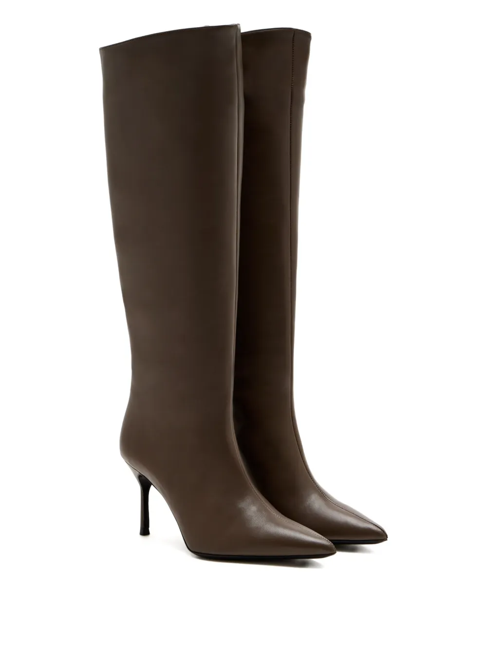 Staud 80mm Pointed-toe Leather Boots In Brown