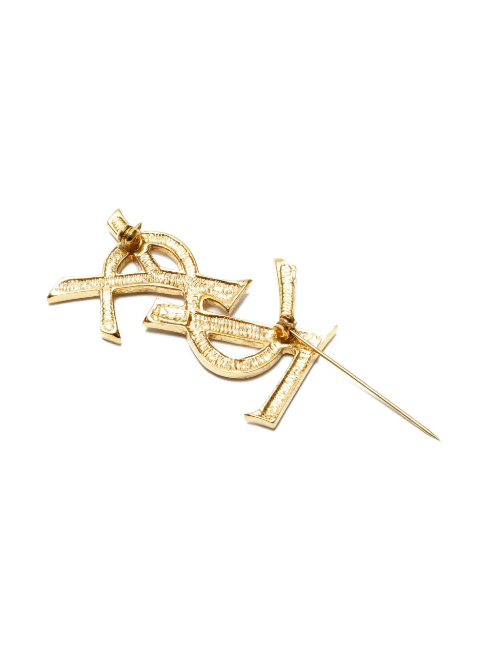 SAINT LAURENT Pre-owned 2000s Logo Brooch In Gold