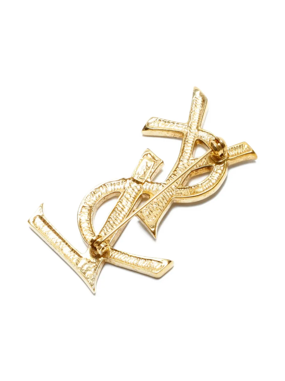 SAINT LAURENT Pre-owned 2000s Logo Brooch In Gold