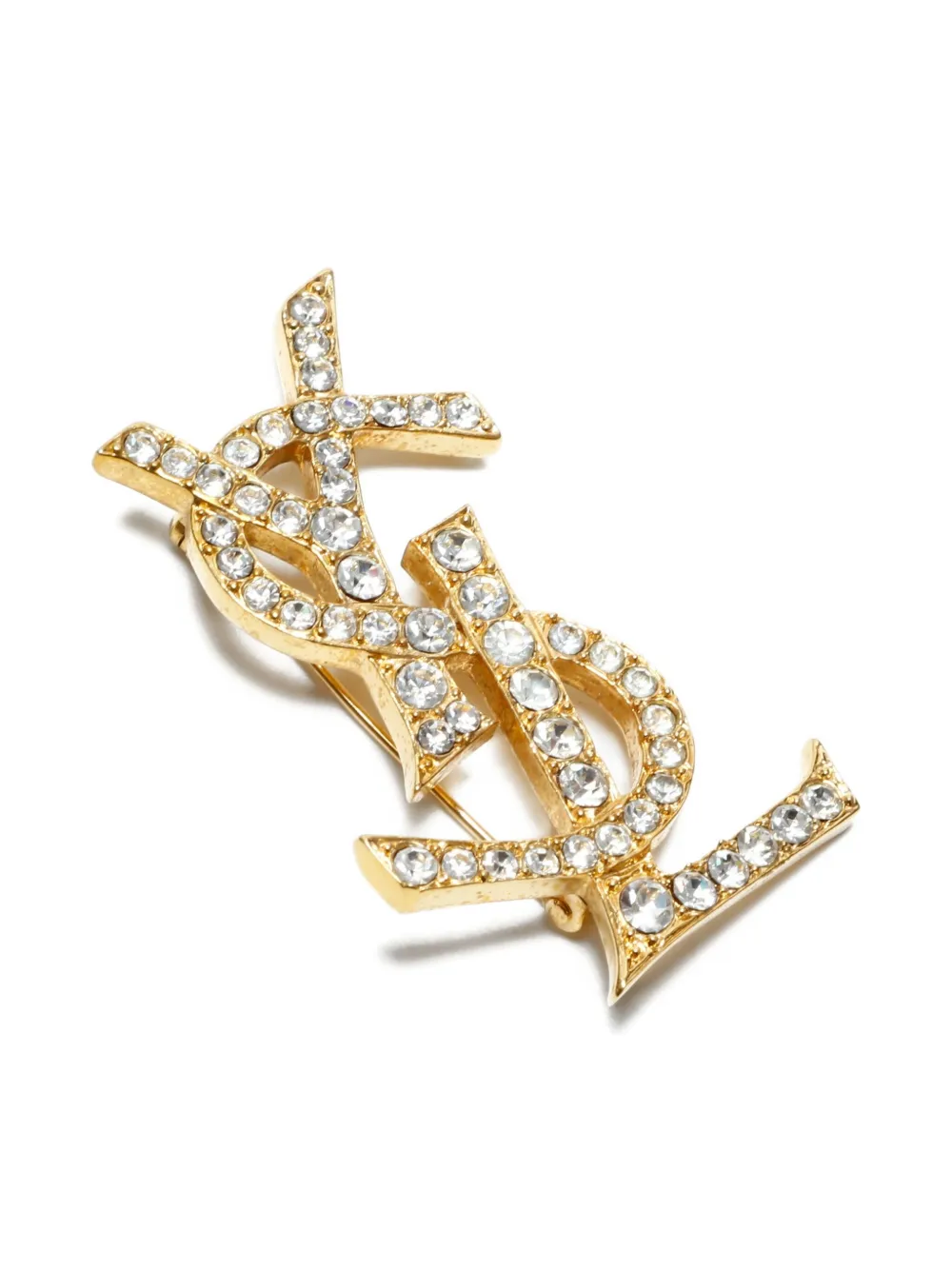 SAINT LAURENT Pre-owned 2000s Logo Brooch In Gold