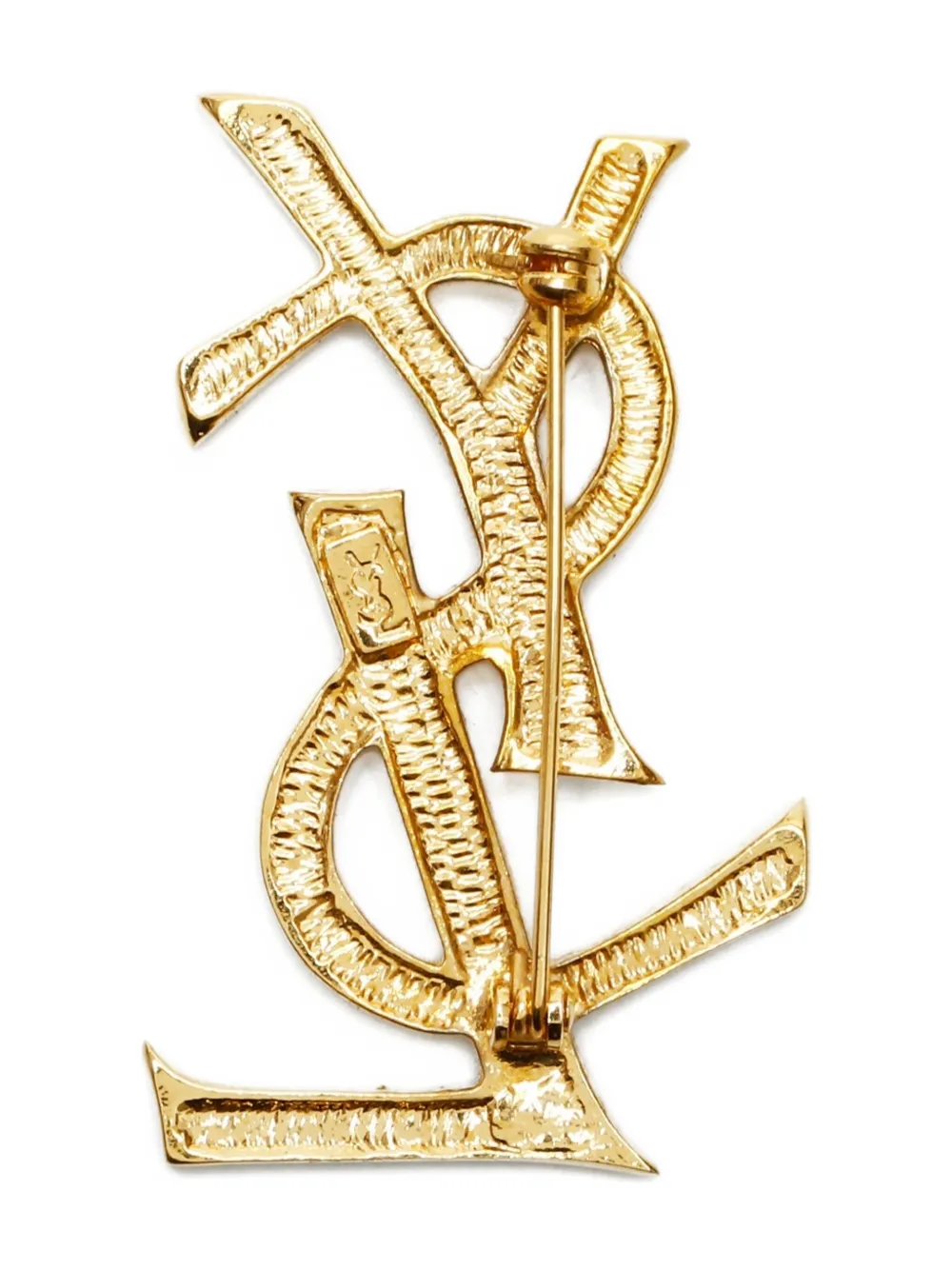SAINT LAURENT Pre-owned 2000s Logo Brooch In Gold