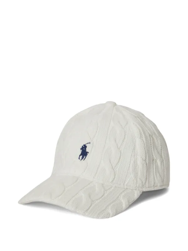 Polo Ralph Lauren Cable-knit Logo-detail Baseball Cap in White
