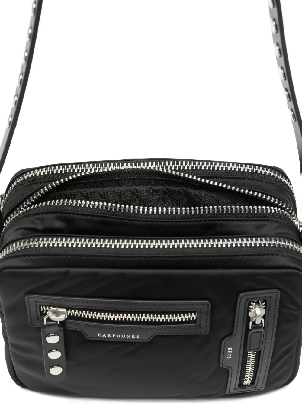 Anya Hindmarch Studded Strap Zip Cross Body Bag In Black
