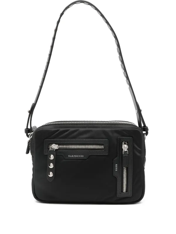Anya Hindmarch Studded Strap Zip Cross Body Bag in Black