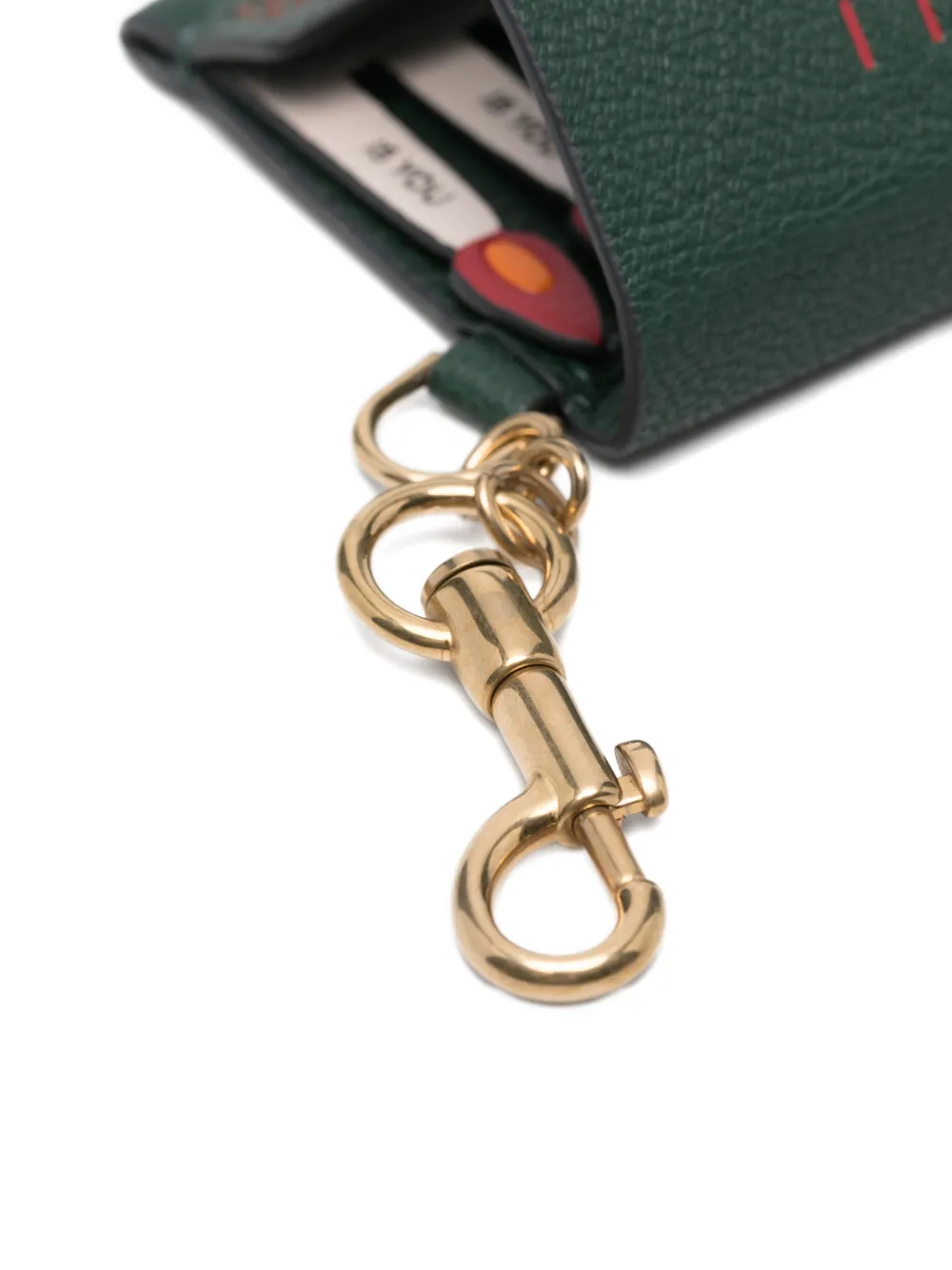Anya Hindmarch Leren sleutelhanger met applicatie Groen