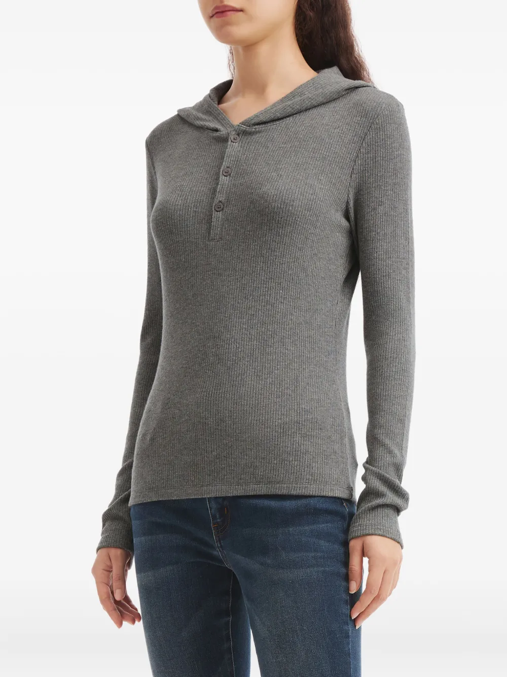 B+ab Buttoned Hoodie In Gray