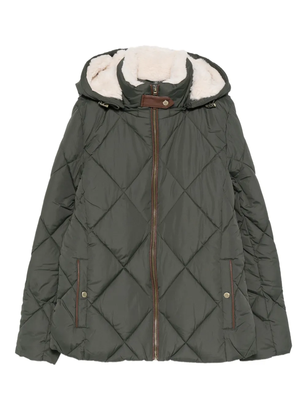 Ralph Lauren Quilted Hooded Puffer Jacket In Gray