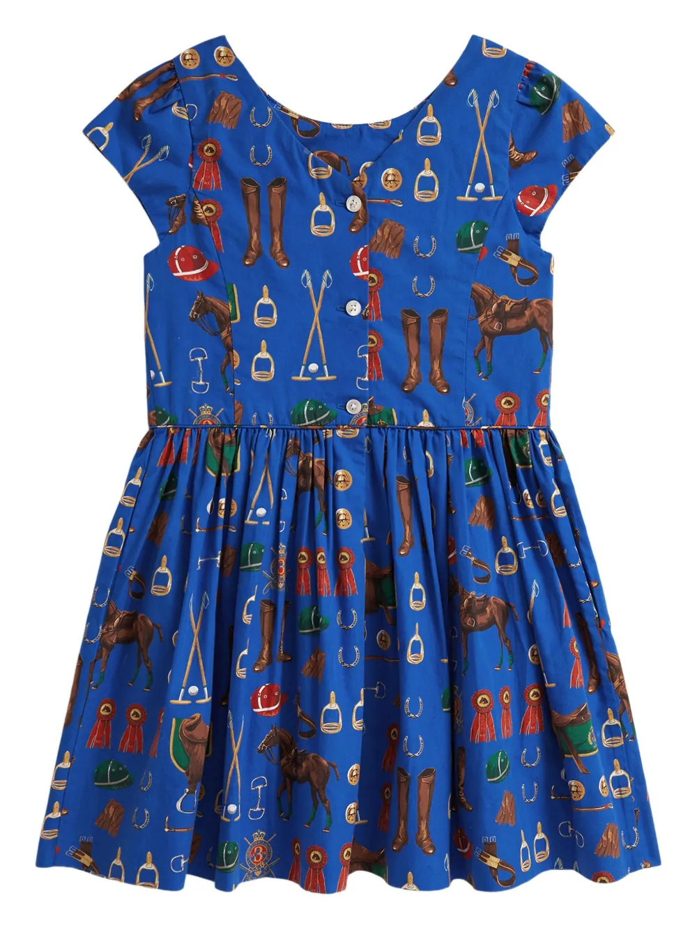 POLO RALPH LAUREN KIDS equestrian-print mini dress - Blue