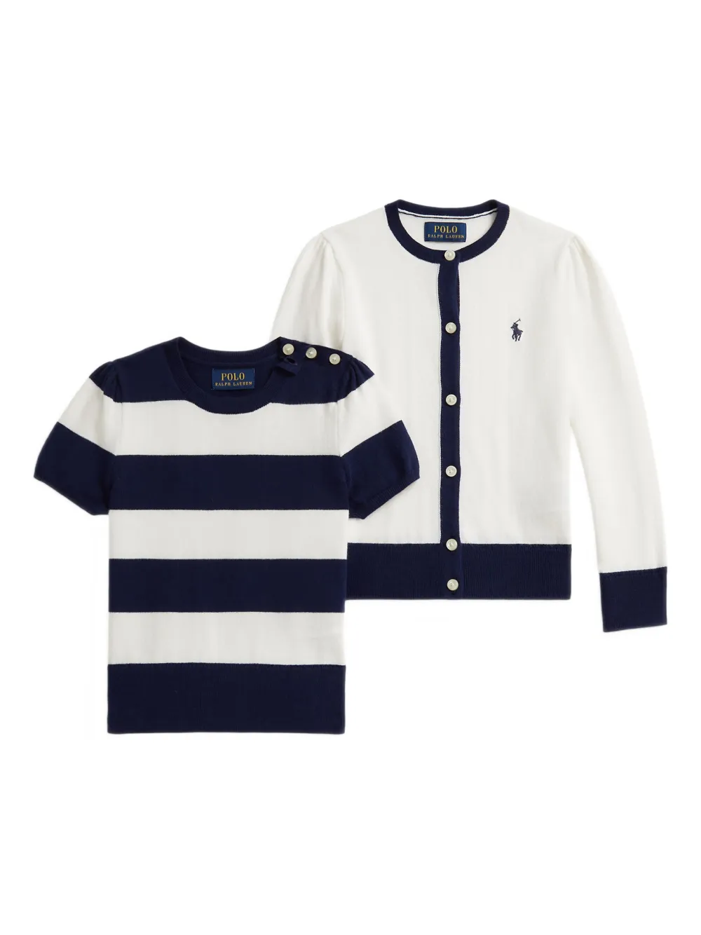 POLO RALPH LAUREN KIDS Cardigan-Set aus Baumwolle - Weiß