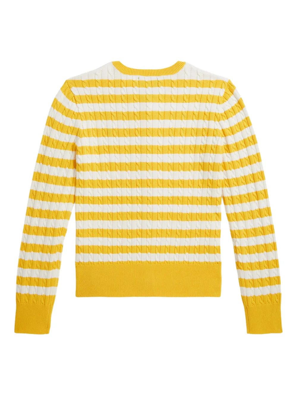 Polo Ralph Lauren Ralph Lauren Striped Mini-cable Cotton Cardigan In Yellow