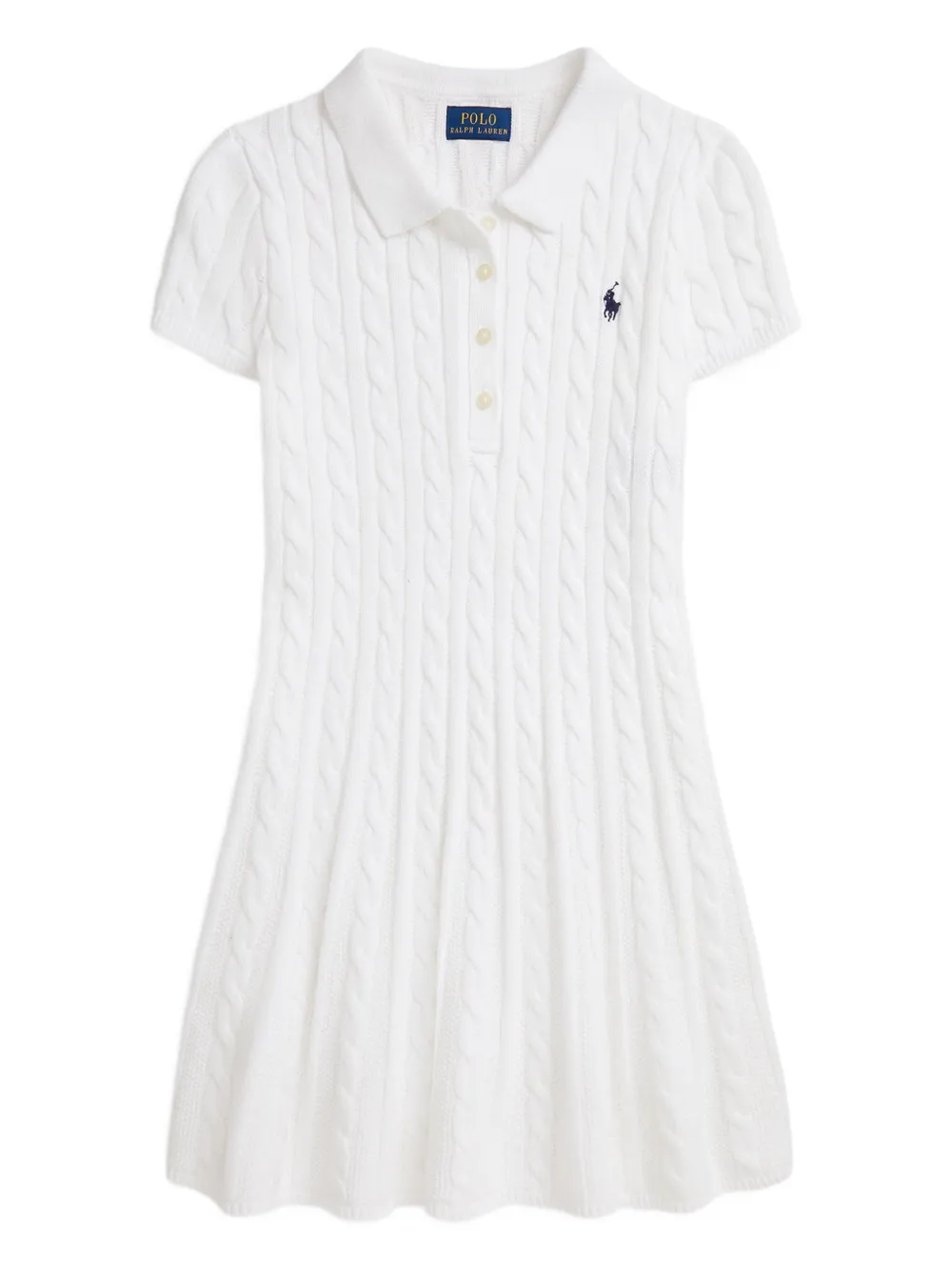POLO RALPH LAUREN KIDS Abito in maglia intrecciata - Bianco