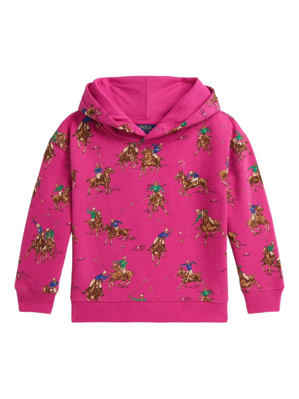 POLO RALPH LAUREN KIDS Felpa con stampa equestre e cappuccio - Rosa