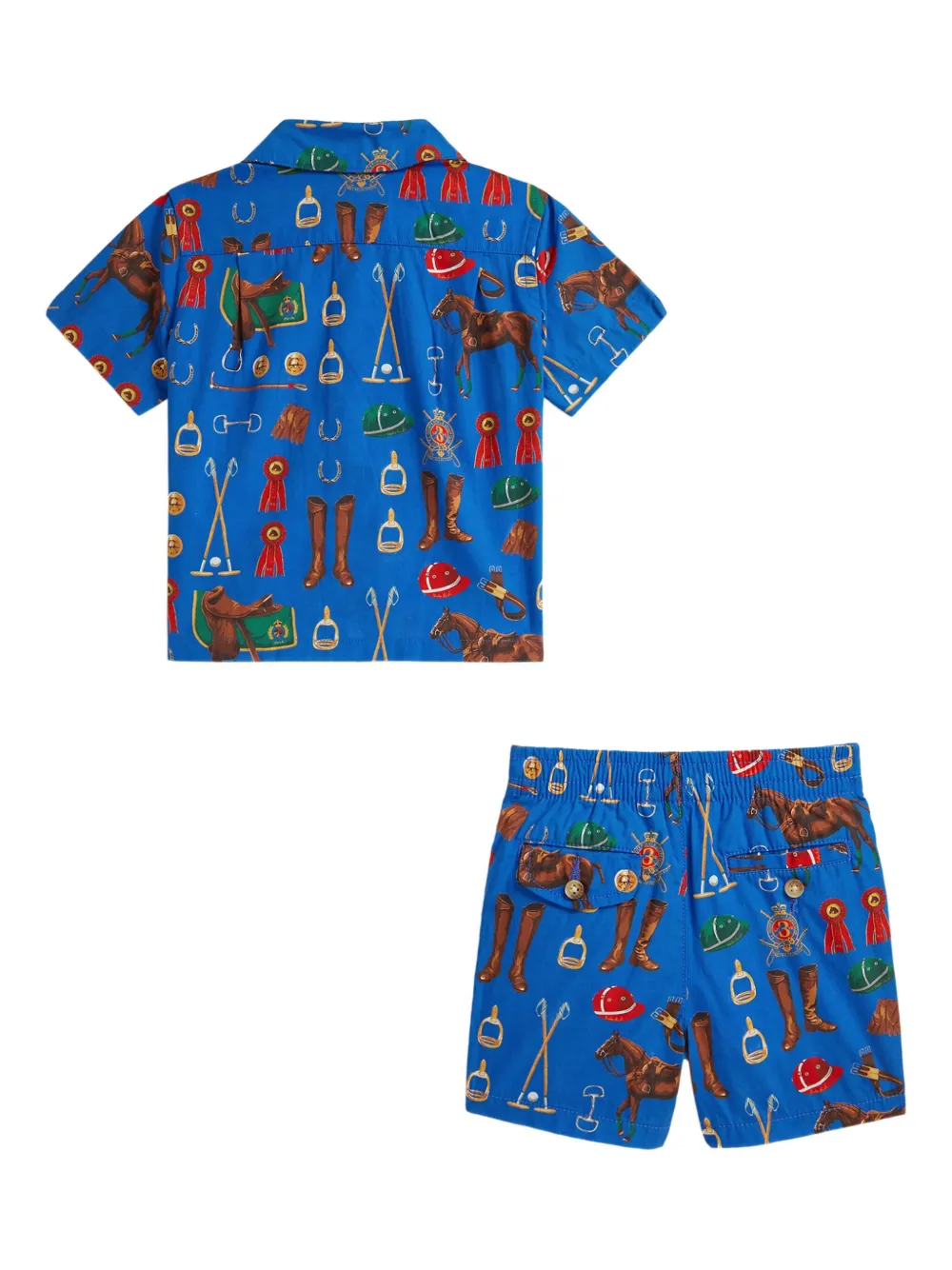 Polo Ralph Lauren Equestrian-print Cotton Shorts Set In Blue