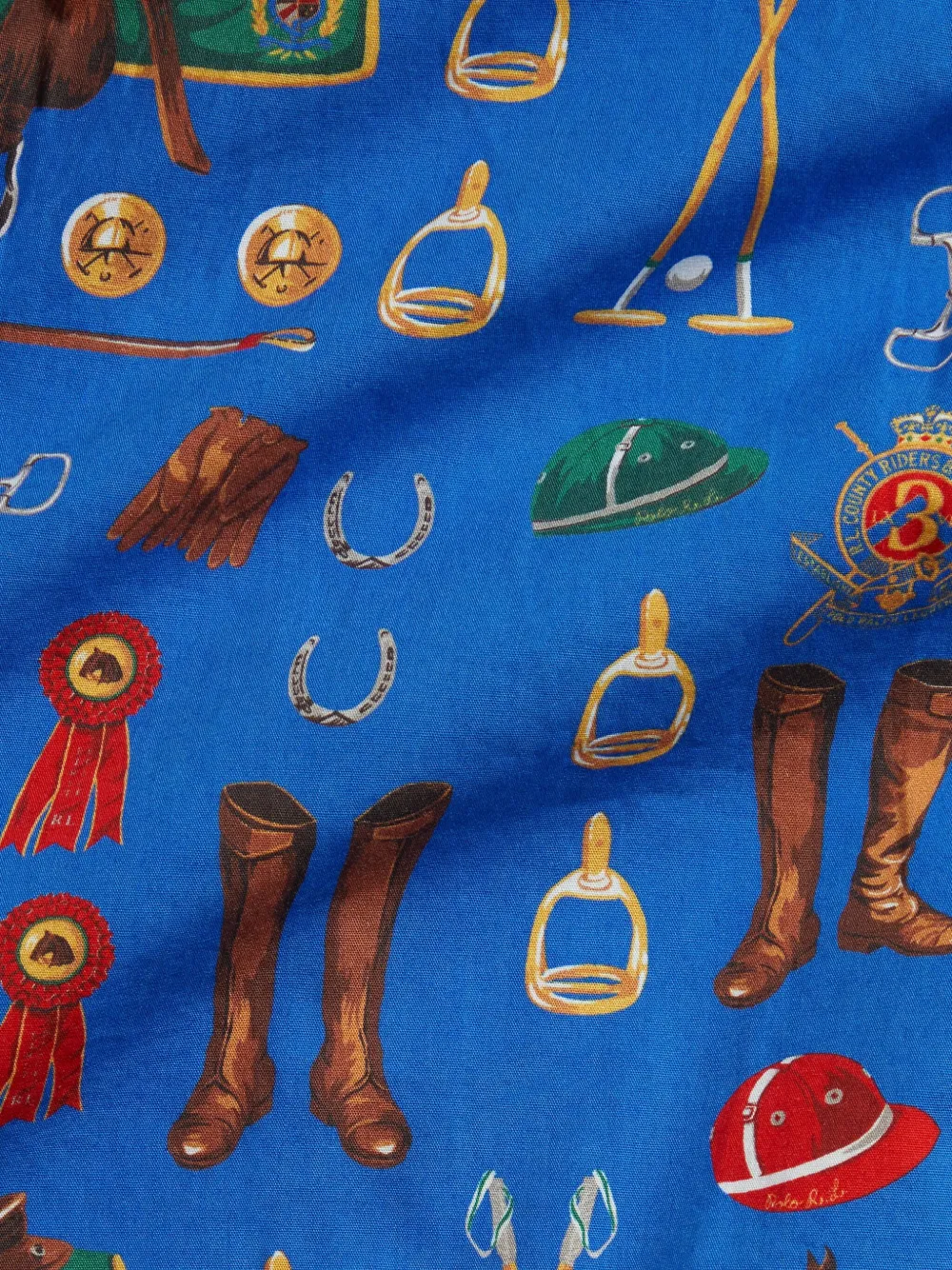 Polo Ralph Lauren Equestrian-print Cotton Shorts Set In Blue