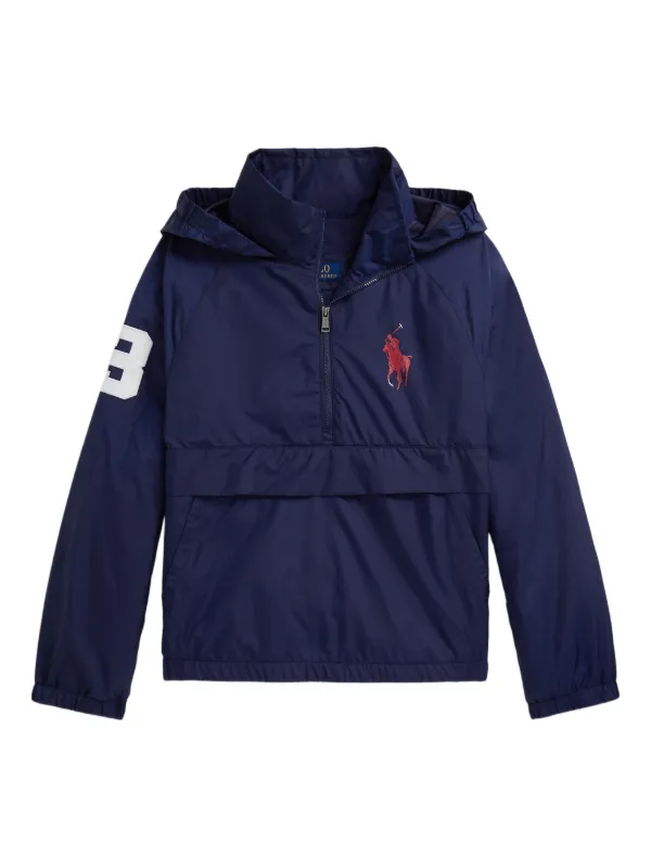 POLO RALPH LAUREN KIDS Hooded Polo Pony-printed Jacket | Blue