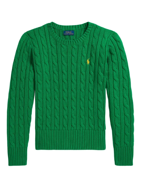 POLO RALPH LAUREN KIDS ケーブルニット エルボーパッチ コットン 