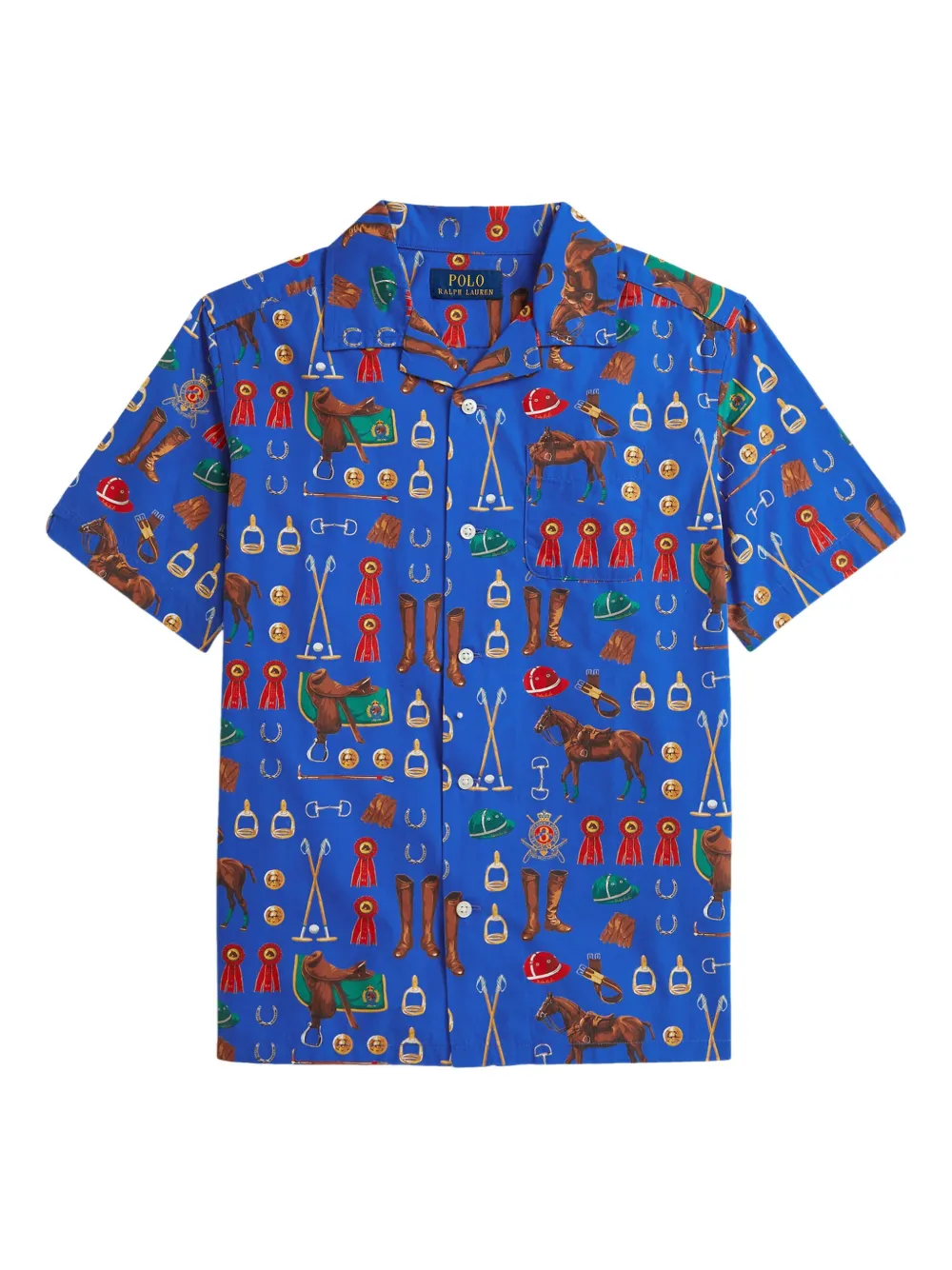 POLO RALPH LAUREN KIDS Camicia con stampa equestre - Blu