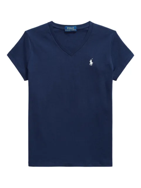 POLO RALPH LAUREN KIDS embroidered V-neck T-shirt