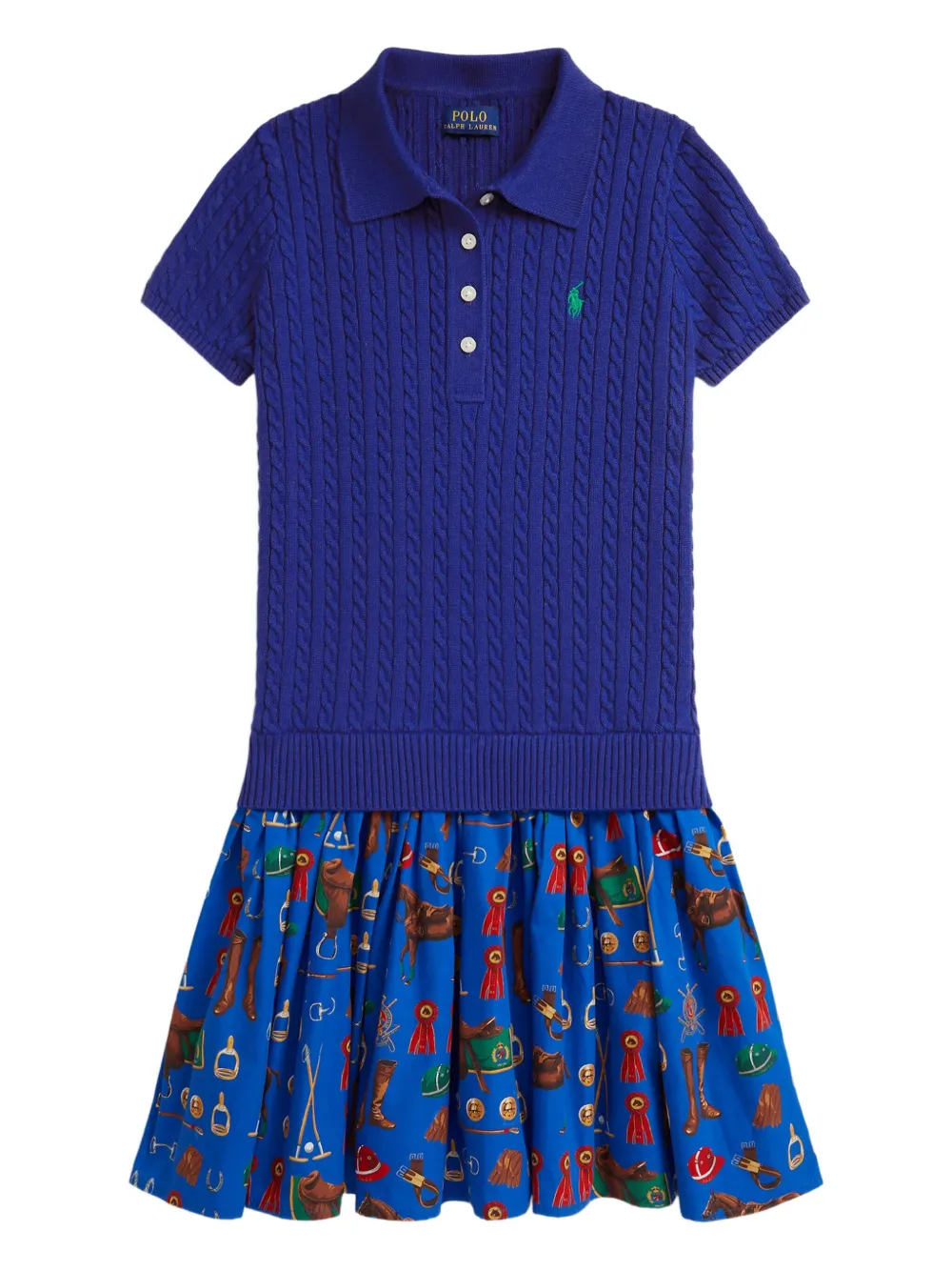 POLO RALPH LAUREN KIDS equestrian-print dress - Blue