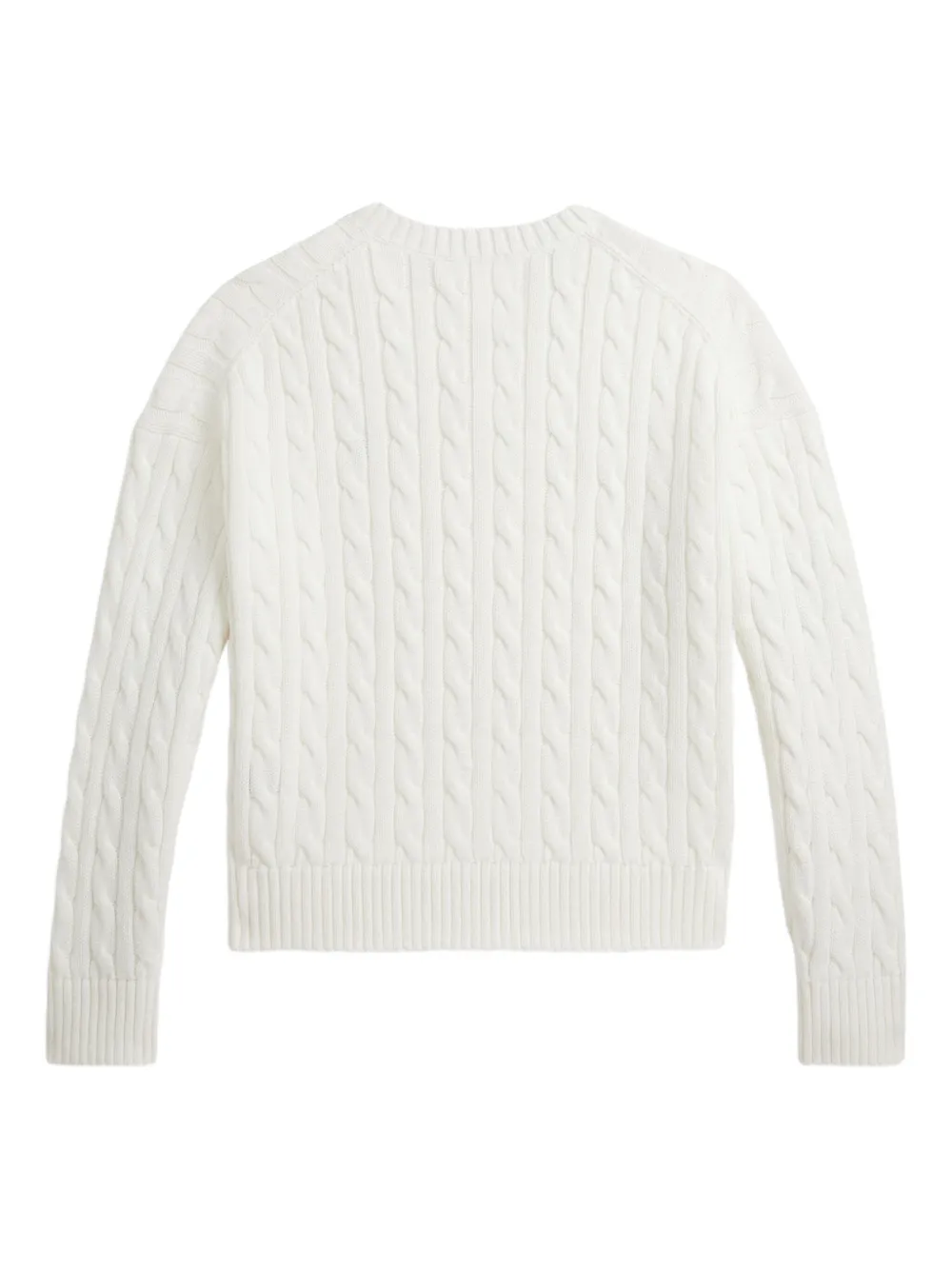 POLO RALPH LAUREN KIDS Kabelgebreide trui met V-hals Wit