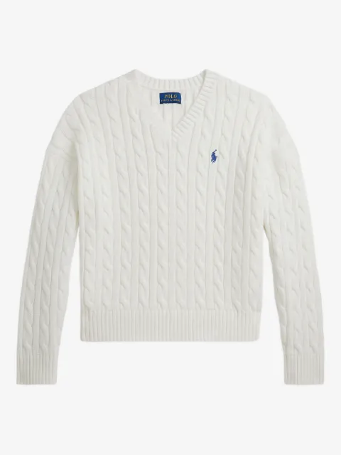 POLO RALPH LAUREN KIDS cable-knit V-neck sweater