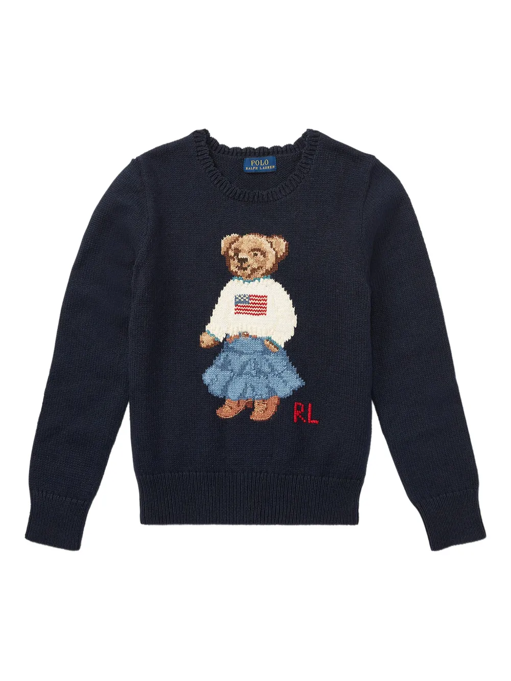 POLO RALPH LAUREN KIDS Maglione con motivo Polo Bear a intarsio - Blu