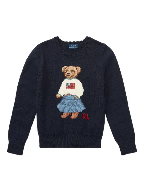 POLO RALPH LAUREN KIDS Polo Bear-intarsia cotton sweater