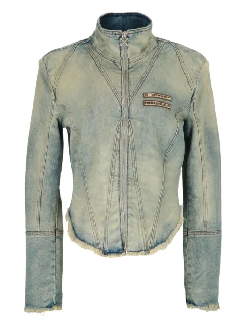 Off-White logo-detail frayed denim jacket