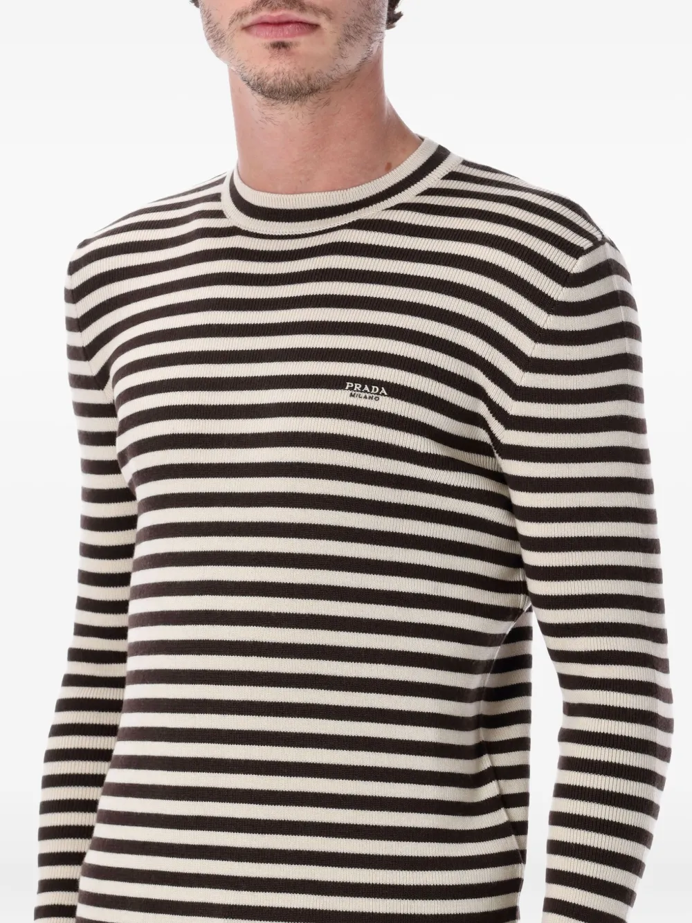 Prada Gestreept T-shirt Beige