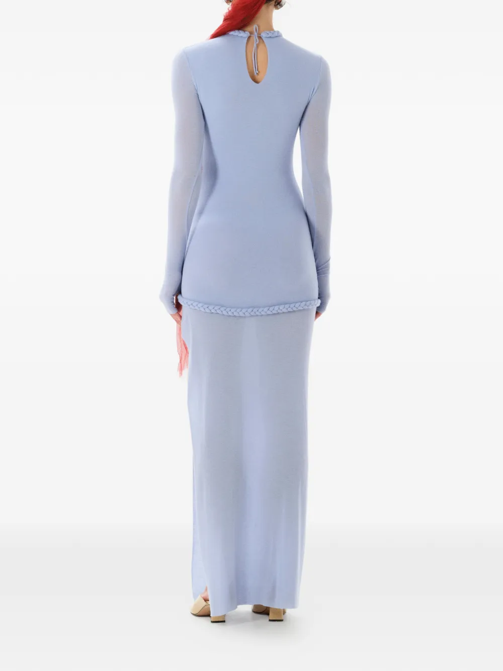 MANURÍ Nora maxi-jurk met gevlochten detail Blauw