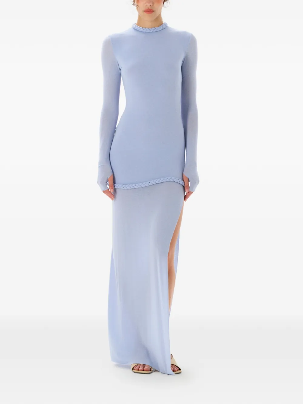 MANURÍ Nora maxi-jurk met gevlochten detail - Blauw