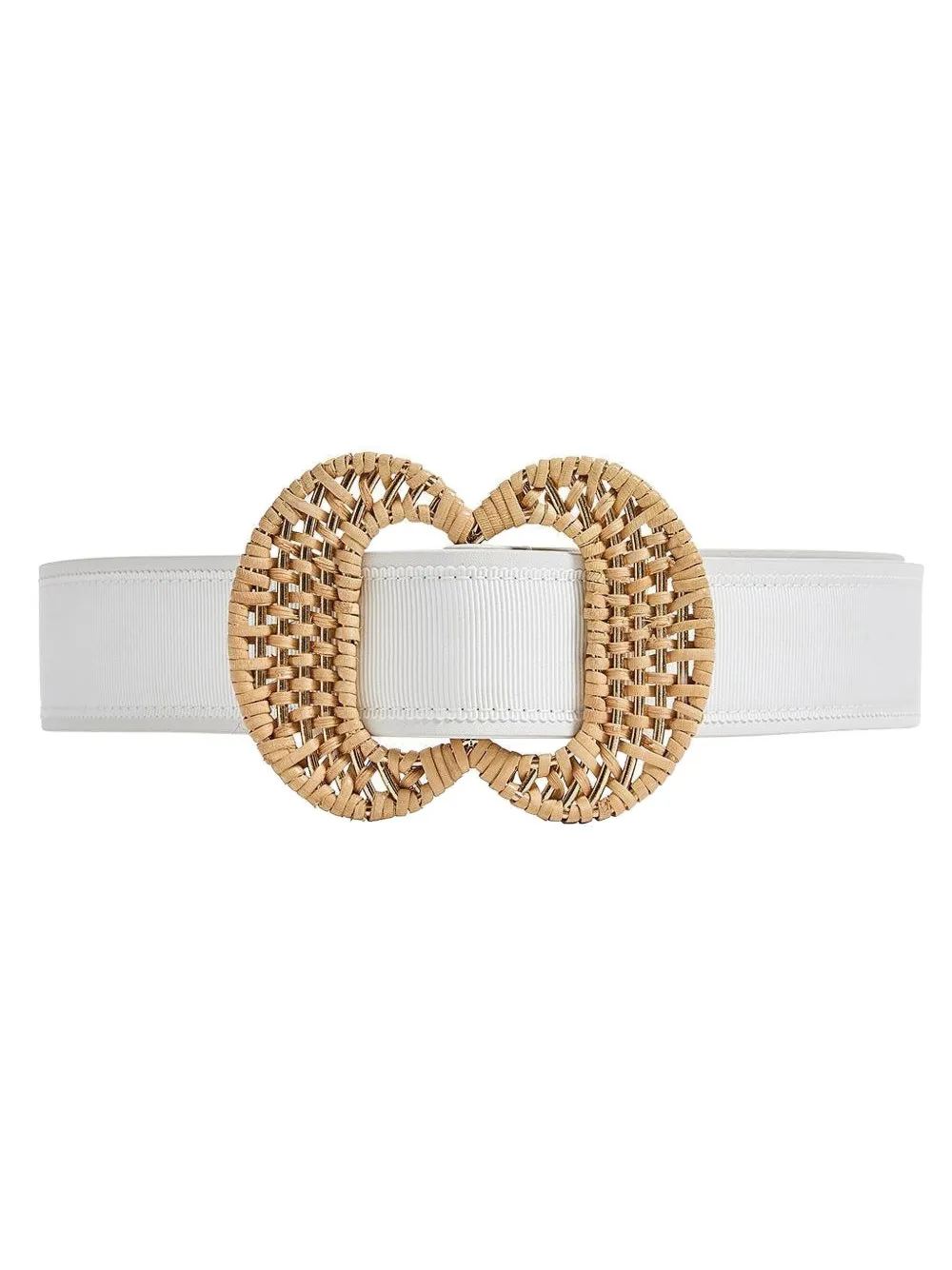 Pamela Munson Woven Buckle Belt In White