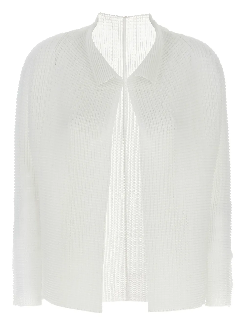 Issey Miyake Wooly Pleats pleated long-sleeves cardigan - ホワイト