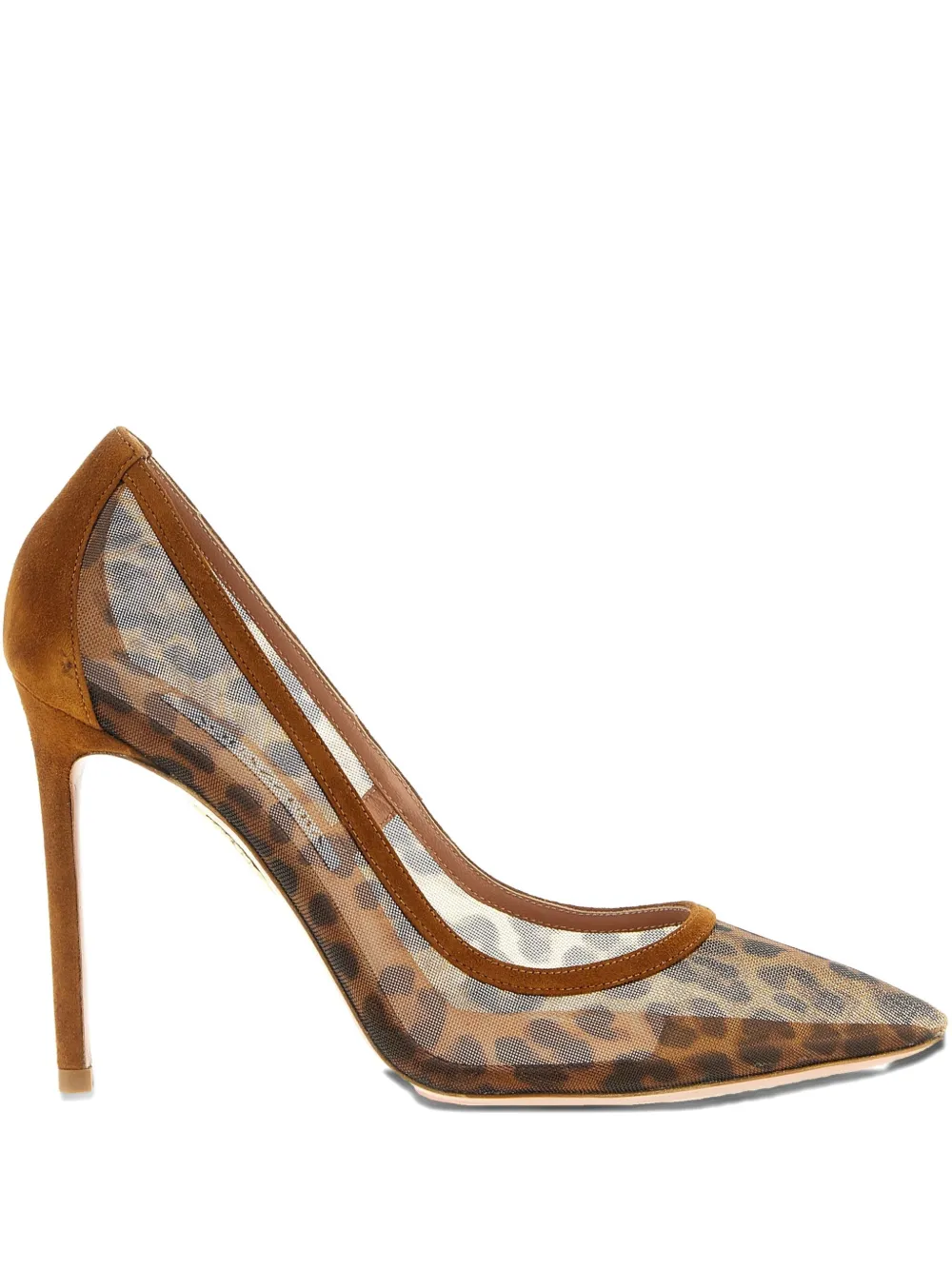 Aquazzura 105mm animal-print pointed pumps - ブラウン