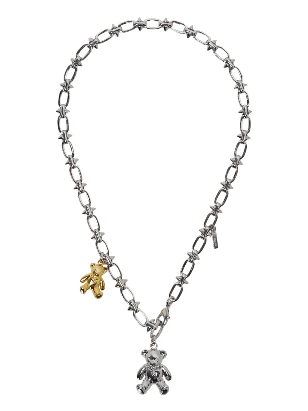 We11 Done Spike Teddy Bear-pendant Necklace In Metallic
