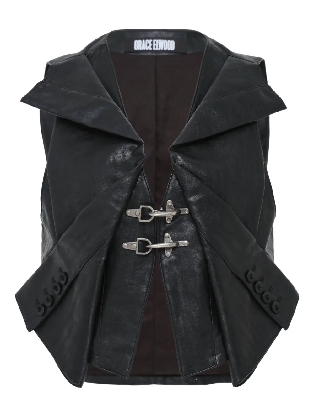 Grace Elwood Sleeve-detailed Buckle Vest In Black