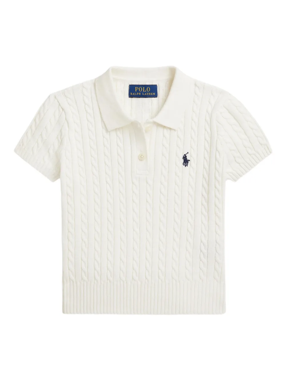 POLO RALPH LAUREN KIDS cable-knit logo-embroidered polo shirt - Bianco