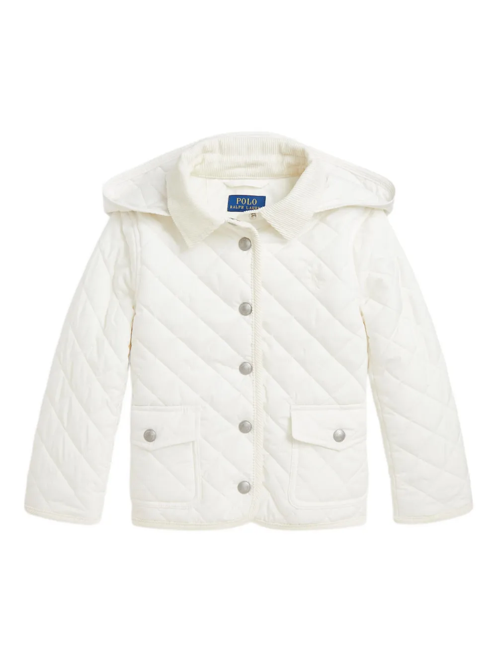 POLO RALPH LAUREN KIDS Giacca trapuntata con bordo a coste - Bianco