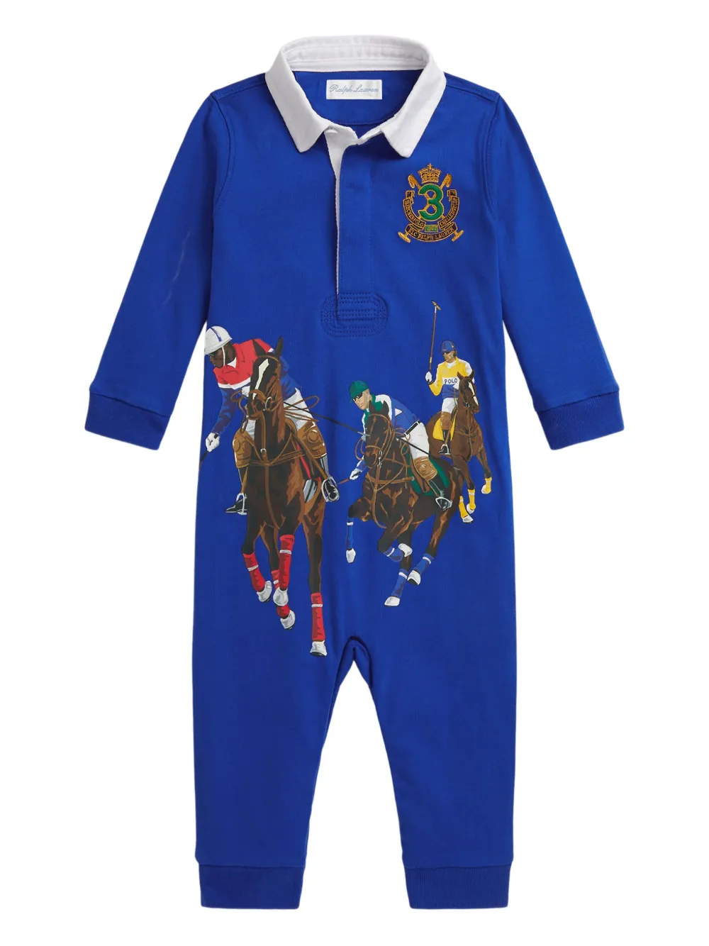 Polo Ralph Lauren Babies' Equestrian-print Romper In Blue