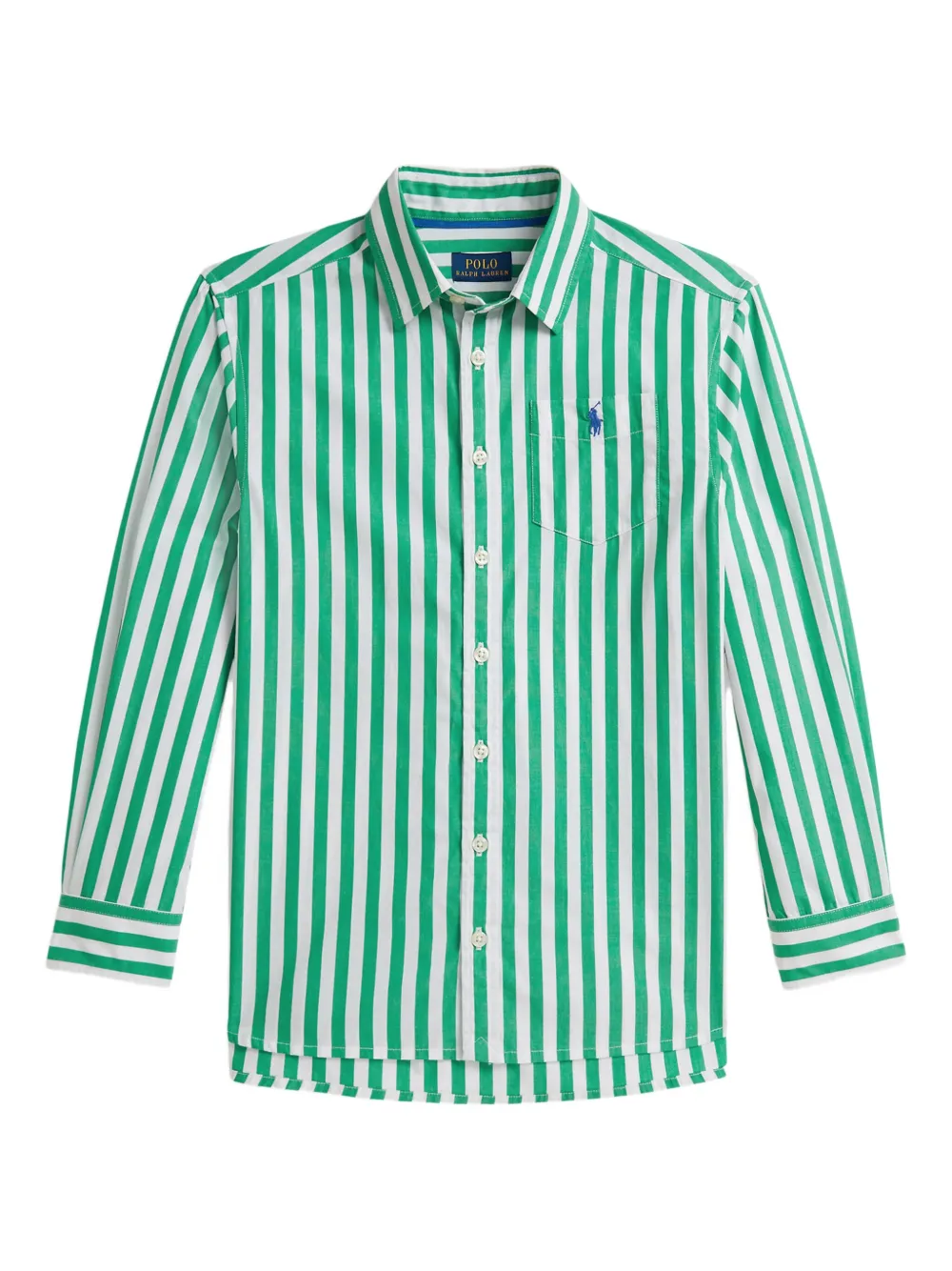 POLO RALPH LAUREN KIDS Gestreiftes Popeline-Hemd - Grün