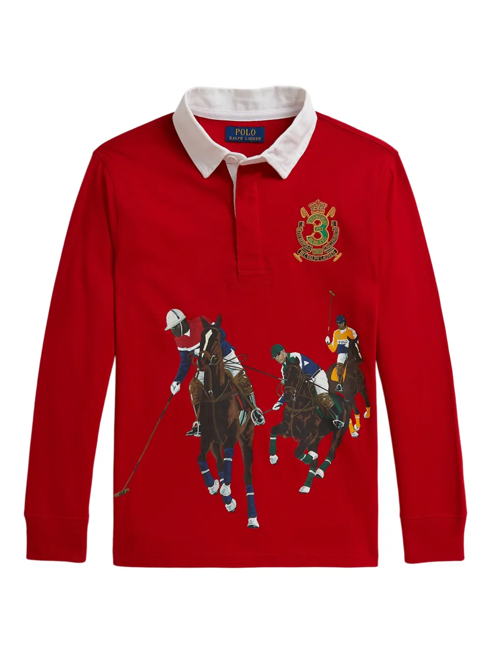 POLO RALPH LAUREN KIDS Polo con stampa equestre e logo - Rosso