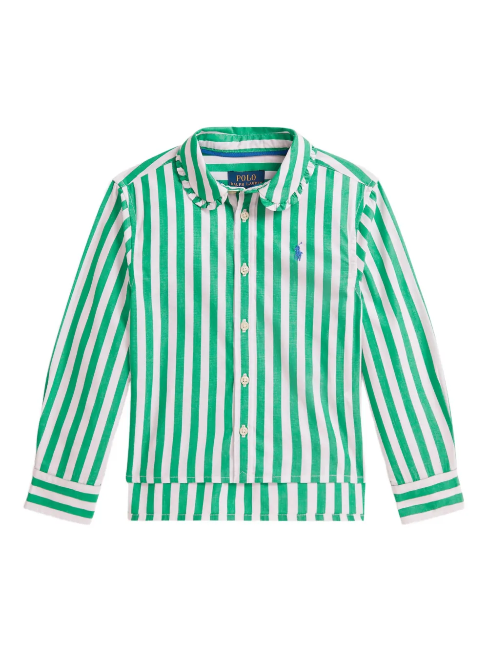 POLO RALPH LAUREN KIDS Gestreiftes Hemd mit Rüschen - Grün