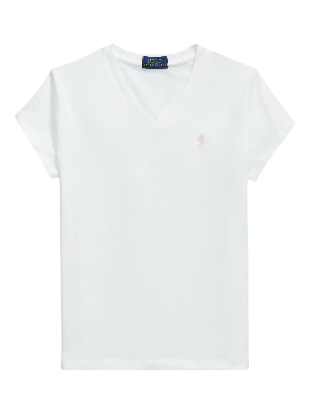 POLO RALPH LAUREN KIDS embroidered V-neck T-shirt - Bianco