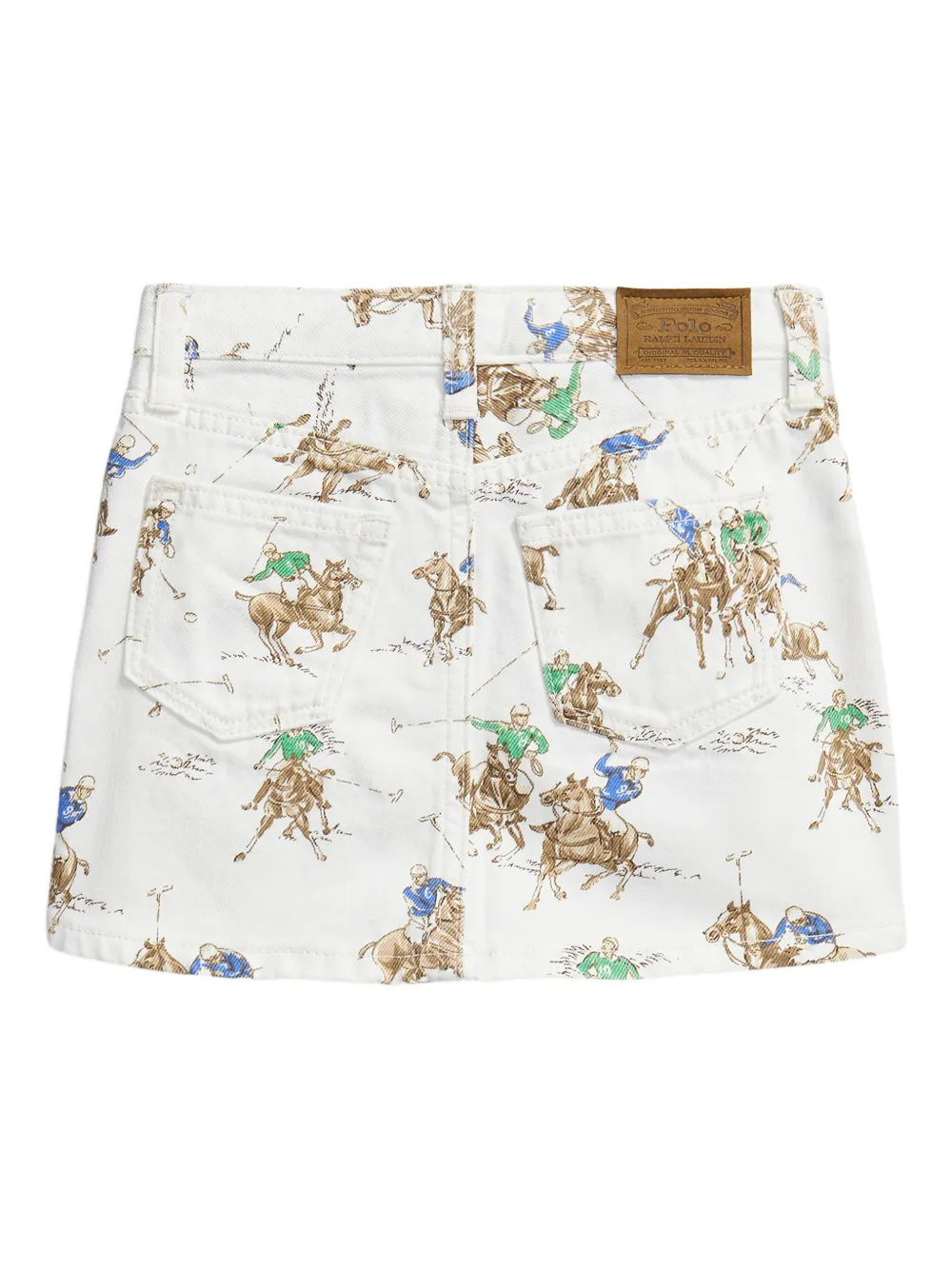POLO RALPH LAUREN KIDS Mini-spijkerrok met ruiterprint Wit